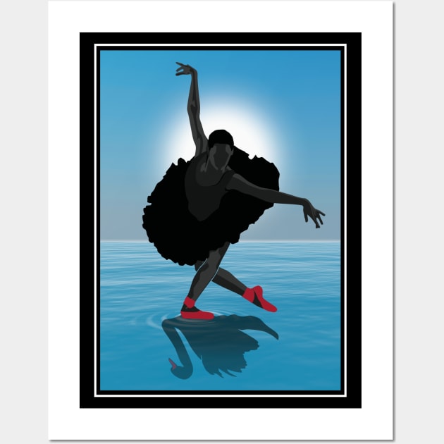 Ballerina Black silhouette dancing the Swan Lake Wall Art by TMBTM